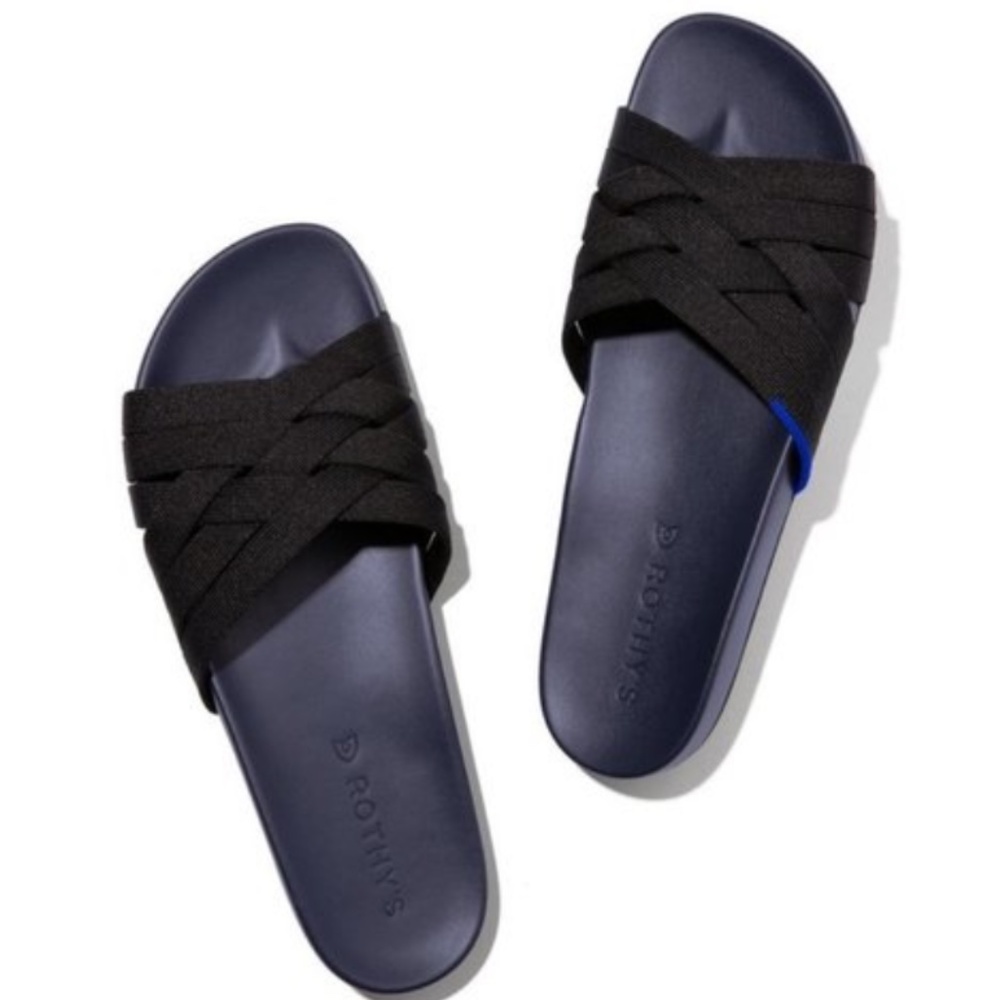 Rothy's Strappy Slides - Indigo/Black 9.5 EUC
